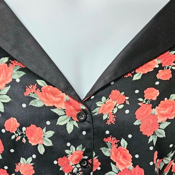 Torrid New vintage retro chic sleeveless red rose pattern midi dress plus size - Picture 5 of 16